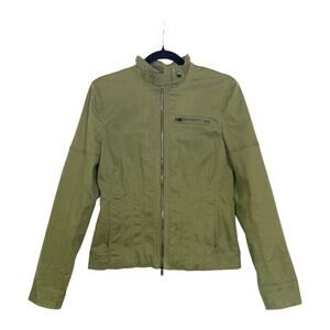 Banana Republic Olive Green Moto Jacket Women’s Size 8 Stretch Cotton Zip Front